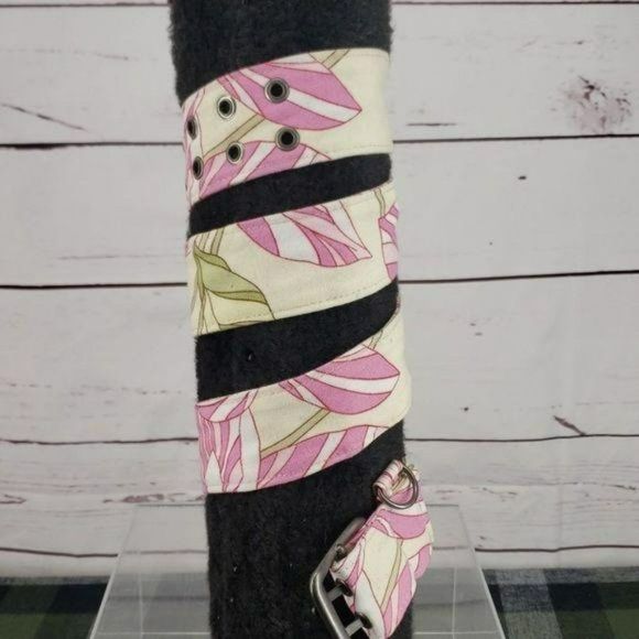 Tommy Hilfiger Women's Detailed Cloth Pink Floral Fabric Tropical Summer Belt - Picture 7 of 8